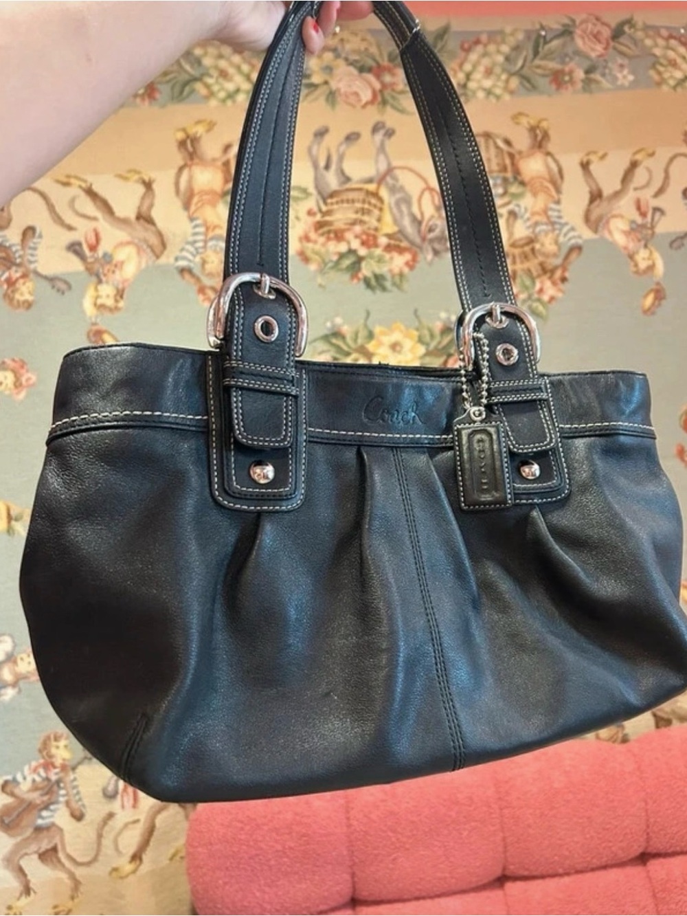 Coach Black Leather Shoulder Tote